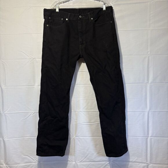 Levi’s 505 Black Dark Wash Straight Leg Relaxed Fit Jeans Men’s W36 L30 - Picture 1 of 6